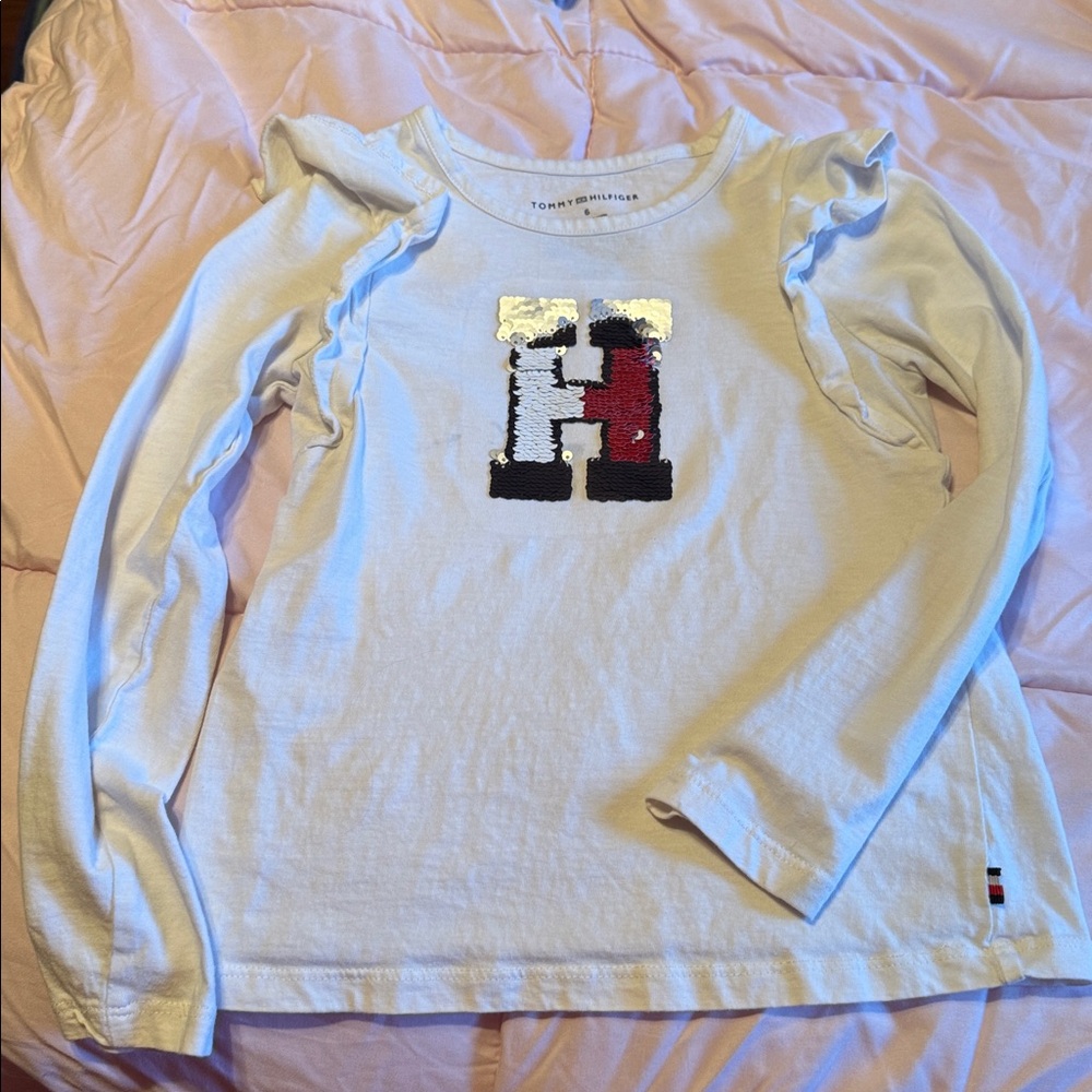 Tommy Hilfiger White Shirt with Sequin H